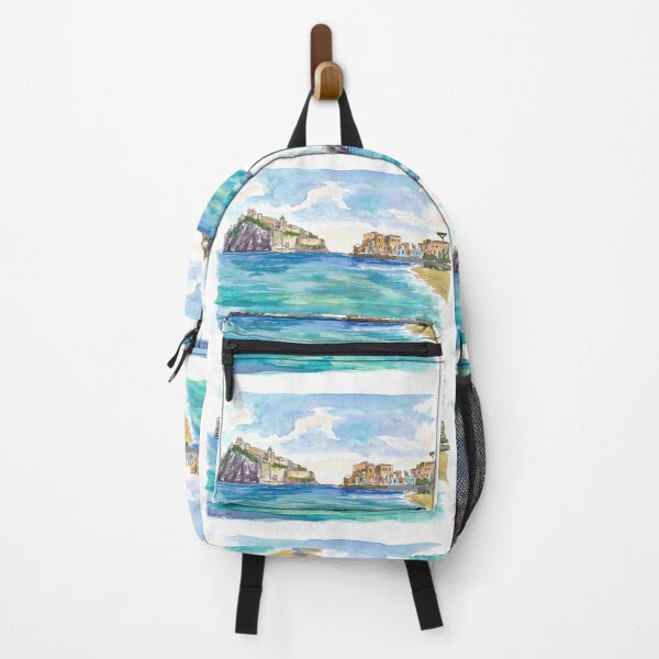 Item preview, Ischia Waterfront Painting with Castello Aragonese and Mediterranean Sea View designed and sold by artshop77.