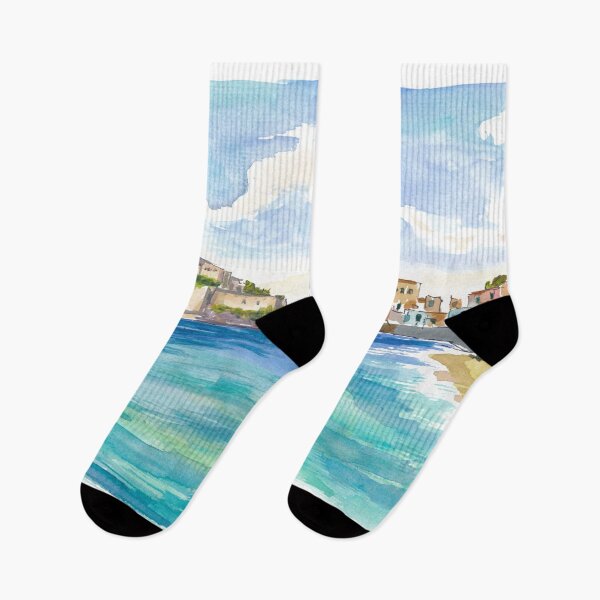 Item preview, Ischia Waterfront Painting with Castello Aragonese and Mediterranean Sea View designed and sold by artshop77.