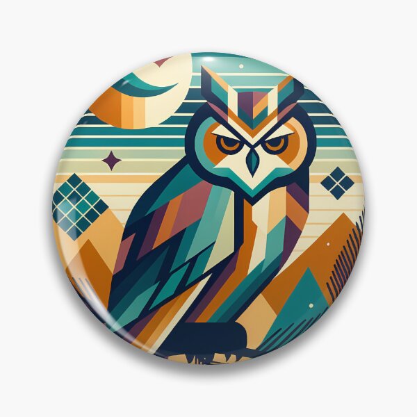 Item preview, Geometric Owl Under Moon and Stars designed and sold by InkSmithery.