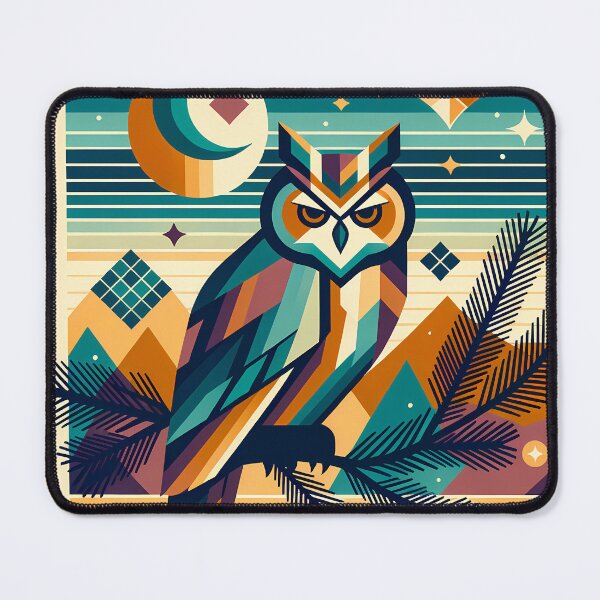 Item preview, Geometric Owl Under Moon and Stars designed and sold by InkSmithery.