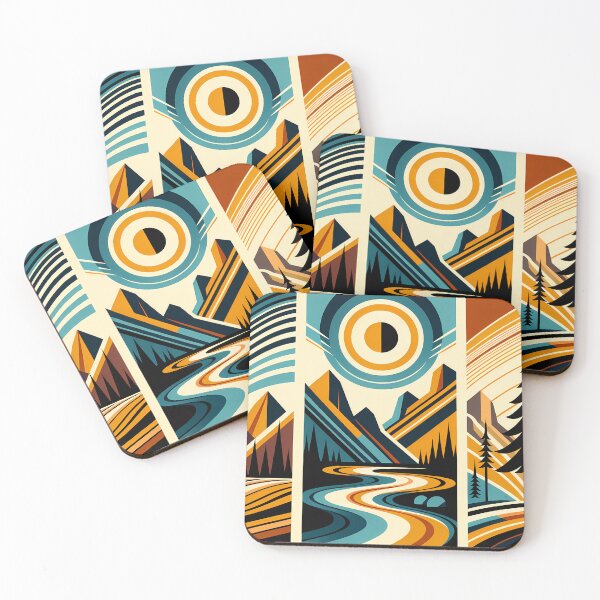 Item preview, Geometric Mountain River Under Sun designed and sold by InkSmithery.
