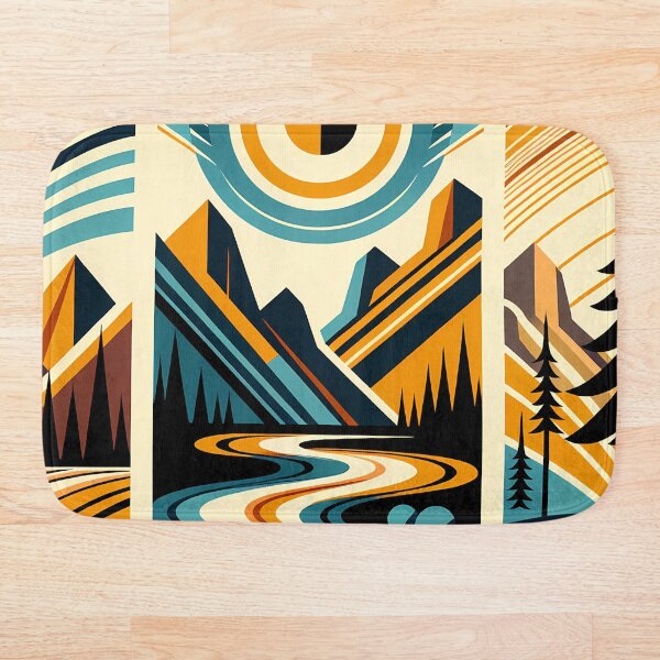 Item preview, Geometric Mountain River Under Sun designed and sold by InkSmithery.