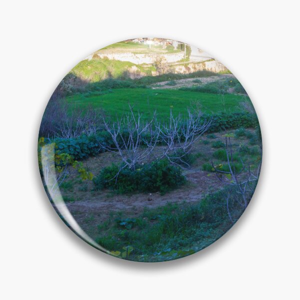 Item preview, Scenic Bright Sunlit Green Hills Over Rural Fields with Construction Site and Leafy Foreground Vista designed and sold by Nmallia.