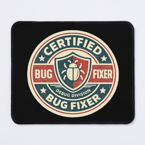 Item preview, Certified Bug Fixer – Retro Developer Badge – Debug Division Programming Design designed and sold by Vasil Dimitrov.
