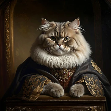 Artwork thumbnail, Royal Noble Cat Renaissance Portrait by Rutvain