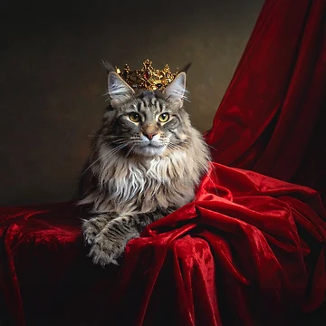 Artwork thumbnail, Royal Crowned Cat Portrait Renaissance Style by Rutvain