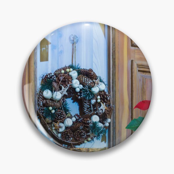 Item preview, Christmas Wreath on Glass Door Decorates Rustic Wooden Entrance for Holiday Cheer designed and sold by Nmallia.
