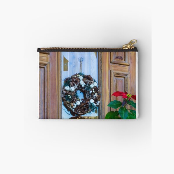 Item preview, Christmas Wreath on Glass Door Decorates Rustic Wooden Entrance for Holiday Cheer designed and sold by Nmallia.