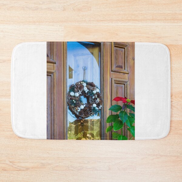 Item preview, Christmas Wreath on Glass Door Decorates Rustic Wooden Entrance for Holiday Cheer designed and sold by Nmallia.