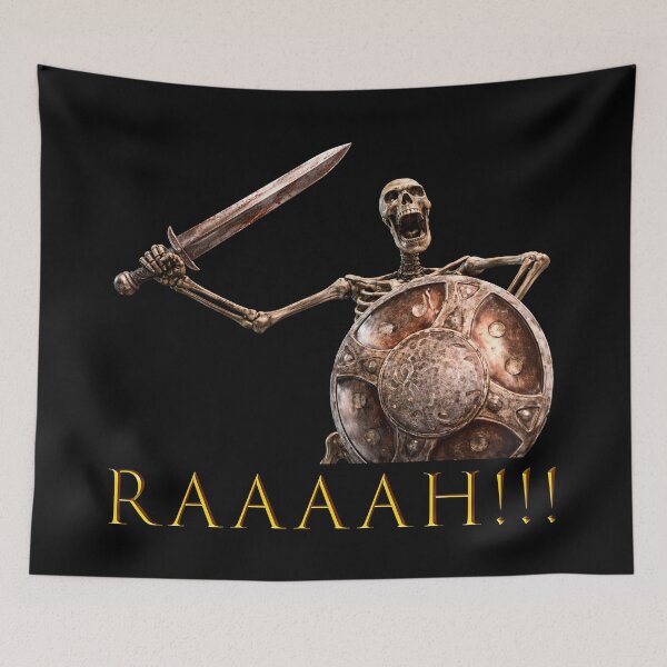 Item preview, Skeleton Banging Shield — RAAAH Meme designed and sold by R-A Designs.