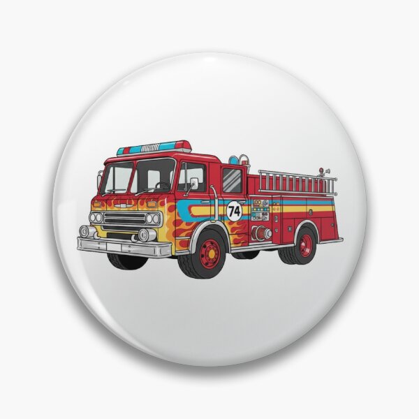 Item preview, Fiery Flame Fire Truck Engine 74 Cartoon Illustration designed and sold by octozap.