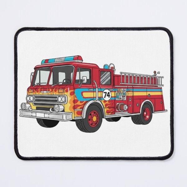 Item preview, Fiery Flame Fire Truck Engine 74 Cartoon Illustration designed and sold by octozap.