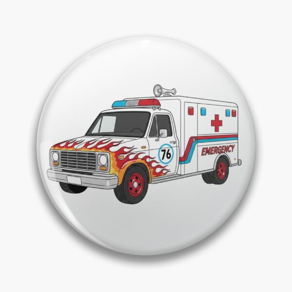 Item preview, Fiery Flame Ambulance #76 Cartoon Emergency Vehicle designed and sold by octozap.