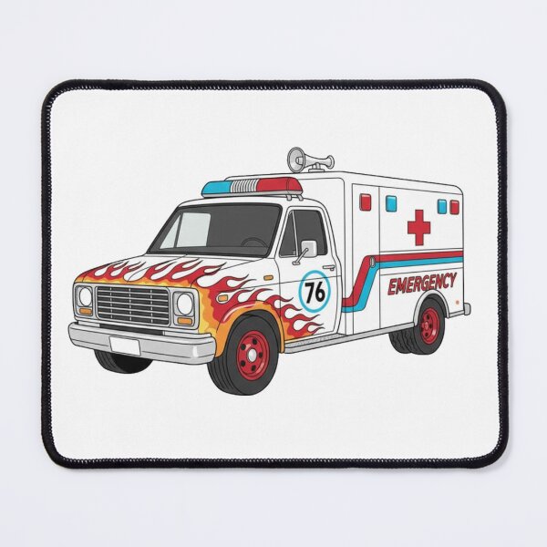 Item preview, Fiery Flame Ambulance #76 Cartoon Emergency Vehicle designed and sold by octozap.