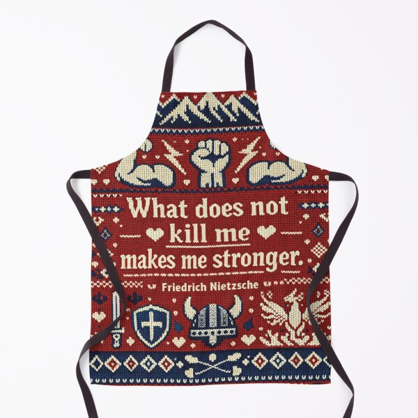 Item preview, Nietzsche Stronger quote, philosophy knitting pattern designed and sold by Mauswohn.