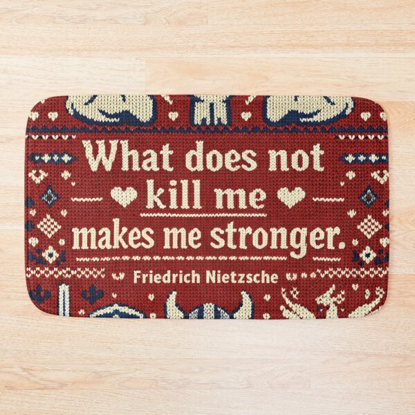 Item preview, Nietzsche Stronger quote, philosophy knitting pattern designed and sold by Mauswohn.