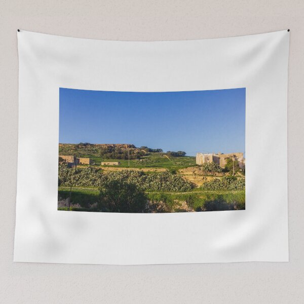 Item preview, Sunny Rural Village Landscape With Stone Buildings And Terraced Fields designed and sold by Nmallia.