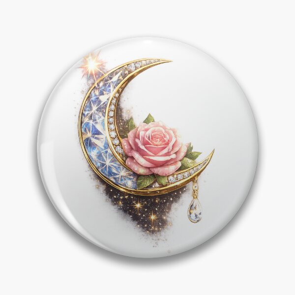 Item preview, Rose Crescent Moon Diamond Glow – Romantic Celestial Luxury Aesthetic Design designed and sold by ssoundofsilence.