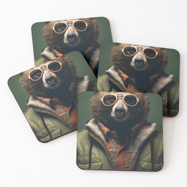 Item preview, Stylized Bear: Cool with Glasses and Adventure Jacket designed and sold by Hipatye26.