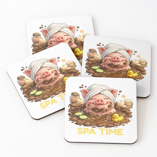 Item preview, Funny Pig Spa Time Self Care Illustration designed and sold by madebysiwa.