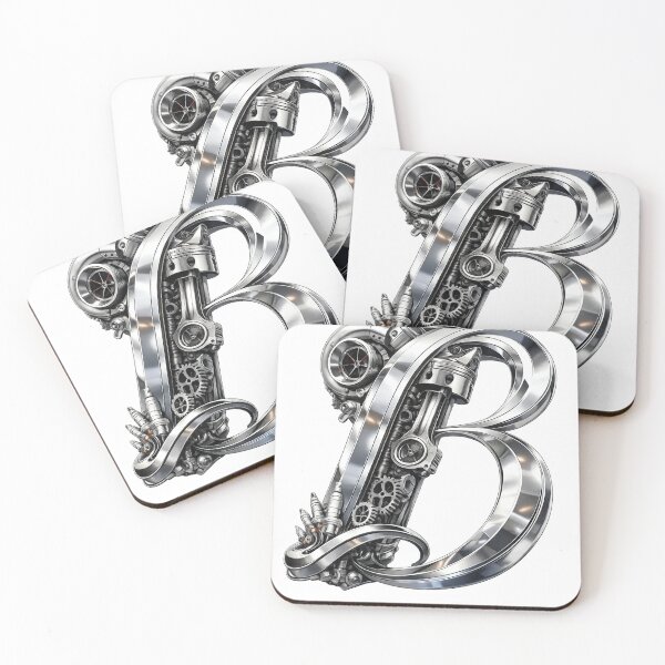 Item preview, Chrome Steampunk B – Mechanical Engine Letter designed and sold by Velaty.