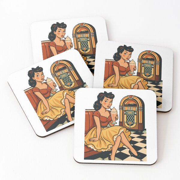 Item preview, 50s Rockabella: Pin-up in a diner with a milkshake designed and sold by Pineapple-Tree.