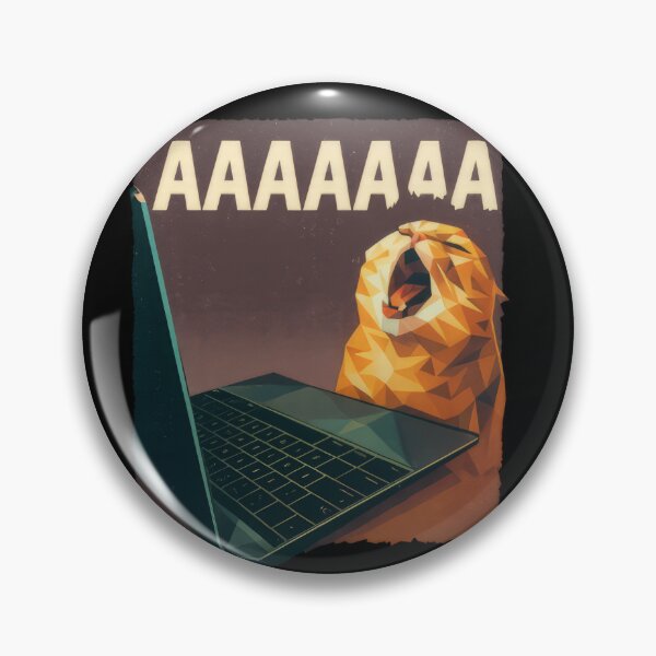 Item preview, Screaming Cat Meme with Laptop – Funny AAAAAA Art designed and sold by kraftwerk-lab.