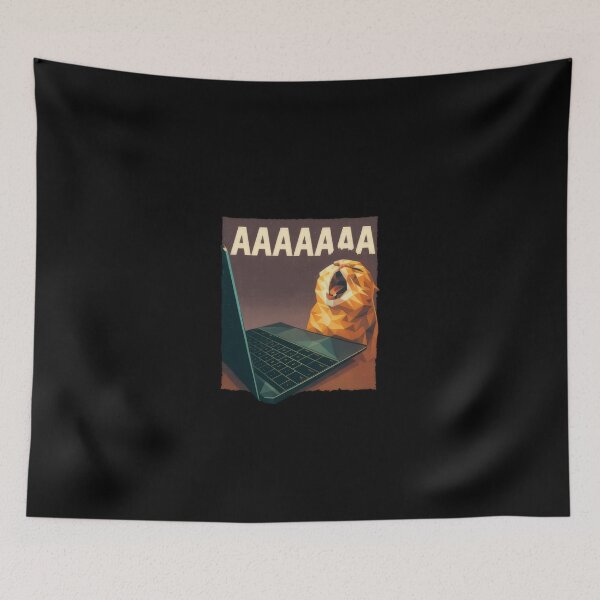 Item preview, Screaming Cat Meme with Laptop – Funny AAAAAA Art designed and sold by kraftwerk-lab.