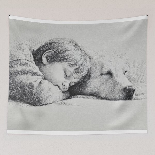 Item preview, Child and Dog Sleeping Peacefully designed and sold by lautir.