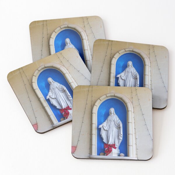 Item preview, Statue Of Virgin Mary In Niche With Blue Backdrop And String Lights designed and sold by Nmallia.