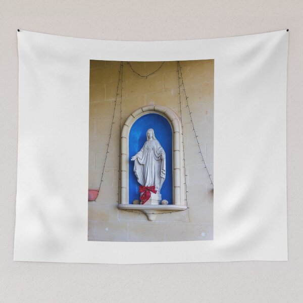 Item preview, Statue Of Virgin Mary In Niche With Blue Backdrop And String Lights designed and sold by Nmallia.