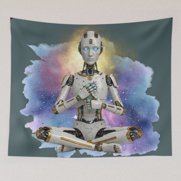 Item preview, Galactic Meditation Robot – Futuristic Spiritual Art designed and sold by ChenEngEng.