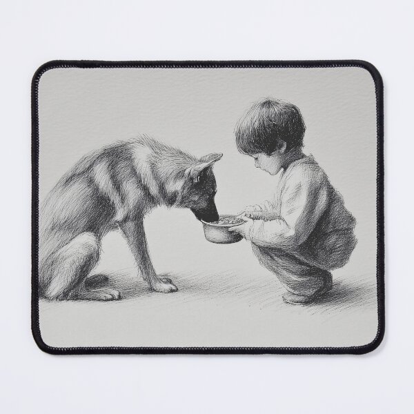 Item preview, Child Feeding a Loyal Dog designed and sold by lautir.