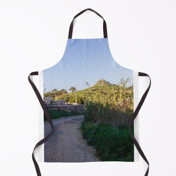 Item preview, Sunny Rural Path Toward Hilltop Cross Statue Over Green Hills and Palm Trees designed and sold by Nmallia.