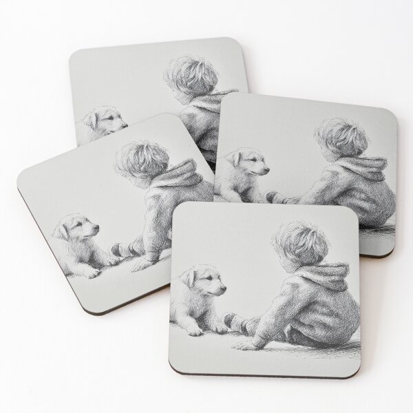 Item preview, Child and Puppy Sitting Together designed and sold by lautir.