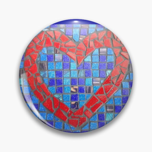 Item preview, Mosaic Art Red Heart on Blue designed and sold by joannaydesigns.