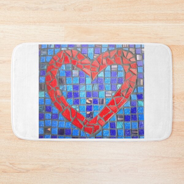Item preview, Mosaic Art Red Heart on Blue designed and sold by joannaydesigns.