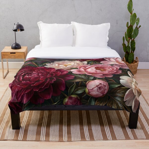 Item preview, Arte mural floral de peonía vintage: pintura botánica romántica en lienzo con marco dorado designed and sold by DesignAnother.