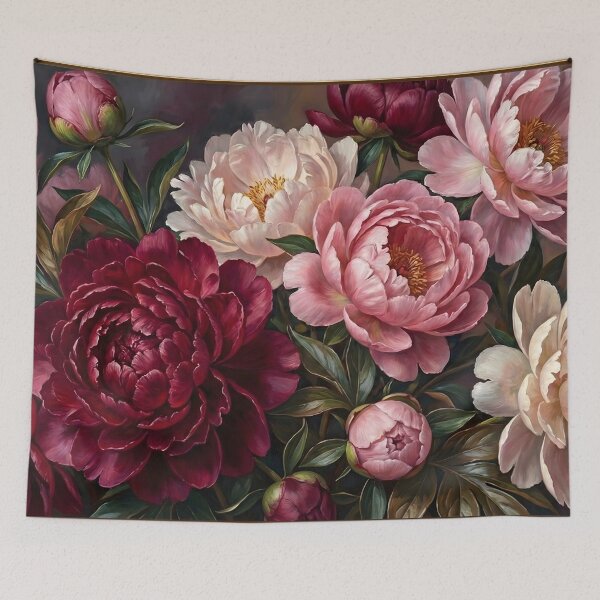 Item preview, Vintage Peony Floral Wall Art – Romantic Gold Frame Canvas Botanical Painting designed and sold by DesignAnother.