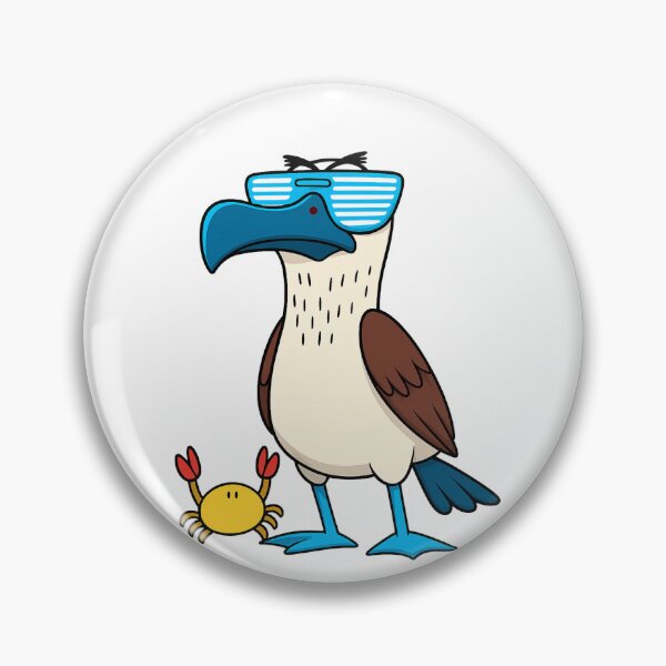 Item preview, Funny Blue-Footed Booby with Shutter Shades and Crab - Galapagos Islands Cartoon designed and sold by Tw1nsAIArt.