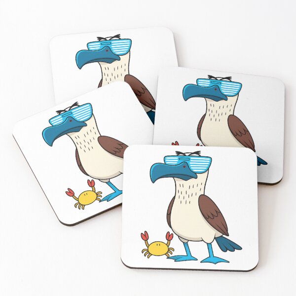 Item preview, Funny Blue-Footed Booby with Shutter Shades and Crab - Galapagos Islands Cartoon designed and sold by Tw1nsAIArt.