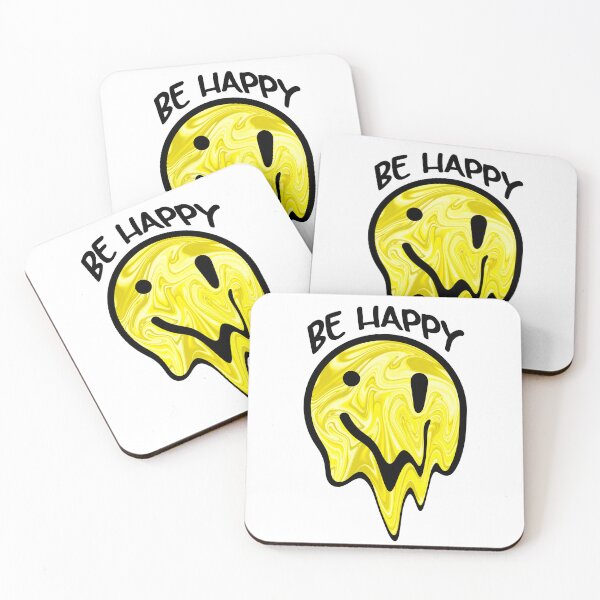 Item preview, Be Happy Melting Smiley Face – Trippy Yellow Drip Aesthetic Sticker designed and sold by ButterflyKissCollab.
