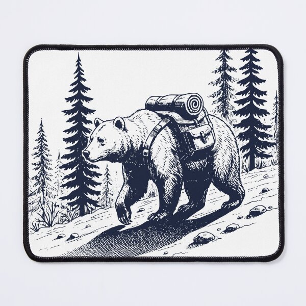 Item preview, Hiking Bear Backpacking Wilderness Animal Vintage Engraving Nature Outdoor Graphic T-Shirt designed and sold by TeeVerse27.