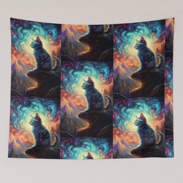 Item preview, Star Cat - Fantastic Art with Nebulous Sky designed and sold by Hipatye26.