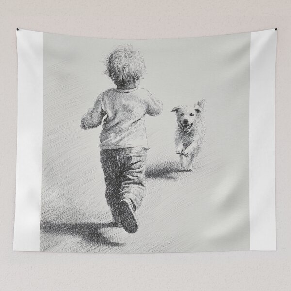 Item preview, Child and Dog Running Together designed and sold by lautir.