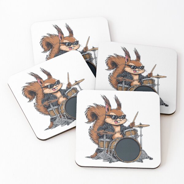 Item preview, Cool Squirrel Drummer T-Shirt – Rock Style Animal Music Illustration designed and sold by KapiPrint.