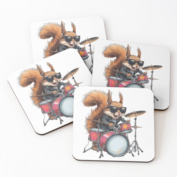 Item preview, Cool Squirrel Drummer T-Shirt – Rock Style Animal Music Illustration designed and sold by KapiPrint.