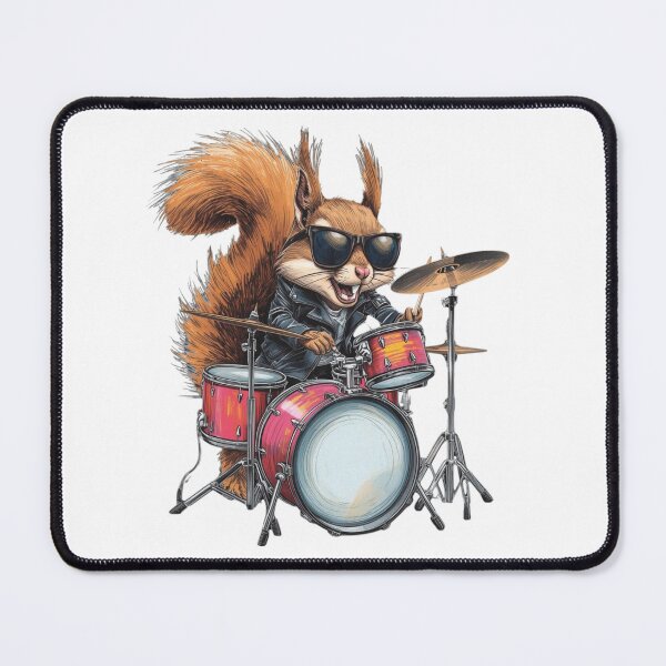 Item preview, Cool Squirrel Drummer T-Shirt – Rock Style Animal Music Illustration designed and sold by KapiPrint.