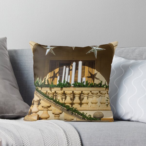 Item preview, Elegant Balcony Archway With Candles, Silver Stars, And Greenery On Stately Staircase designed and sold by Nmallia.