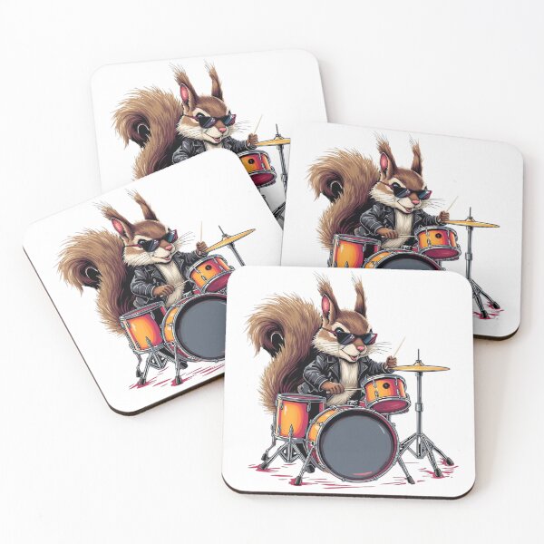Item preview, Cool Squirrel Drummer T-Shirt – Rock Style Animal Music Illustration designed and sold by KapiPrint.
